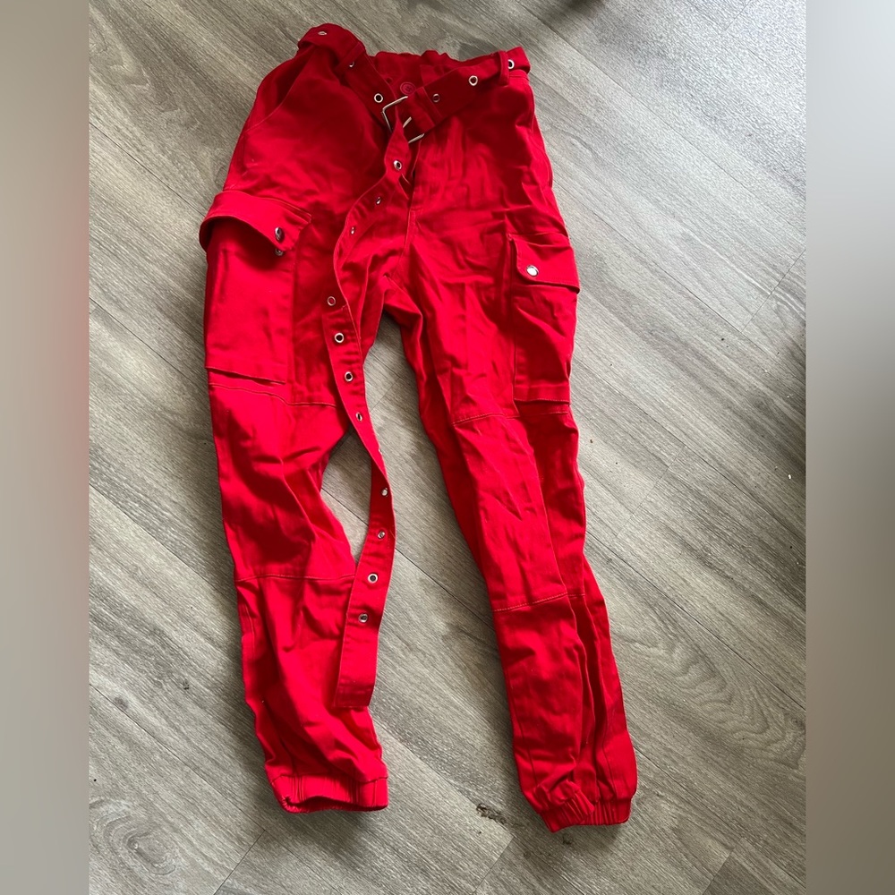 Red cargo pants
